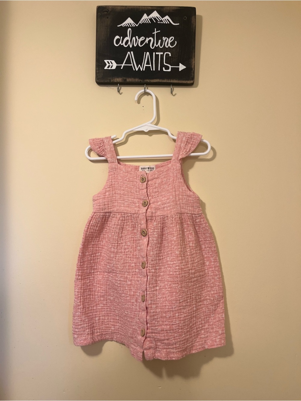 Rabbit and Bear 100% Organic Cotton Pink Button-Front Sundress - Girls